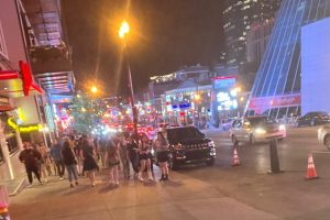 Nashville, TN night view in April 2023 on Broadway