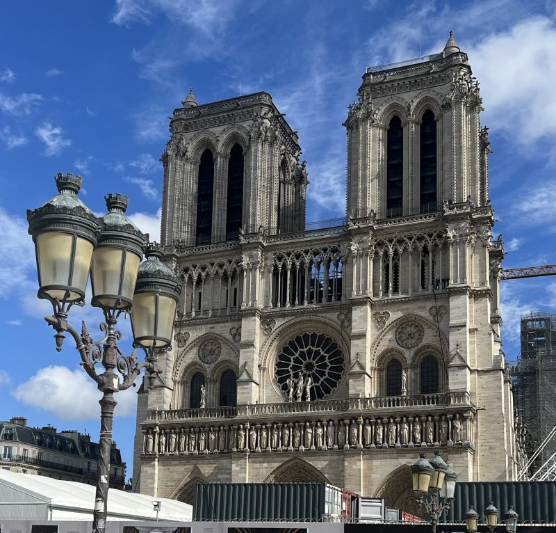 Close up of the two towers of Notre Dame cathedral
